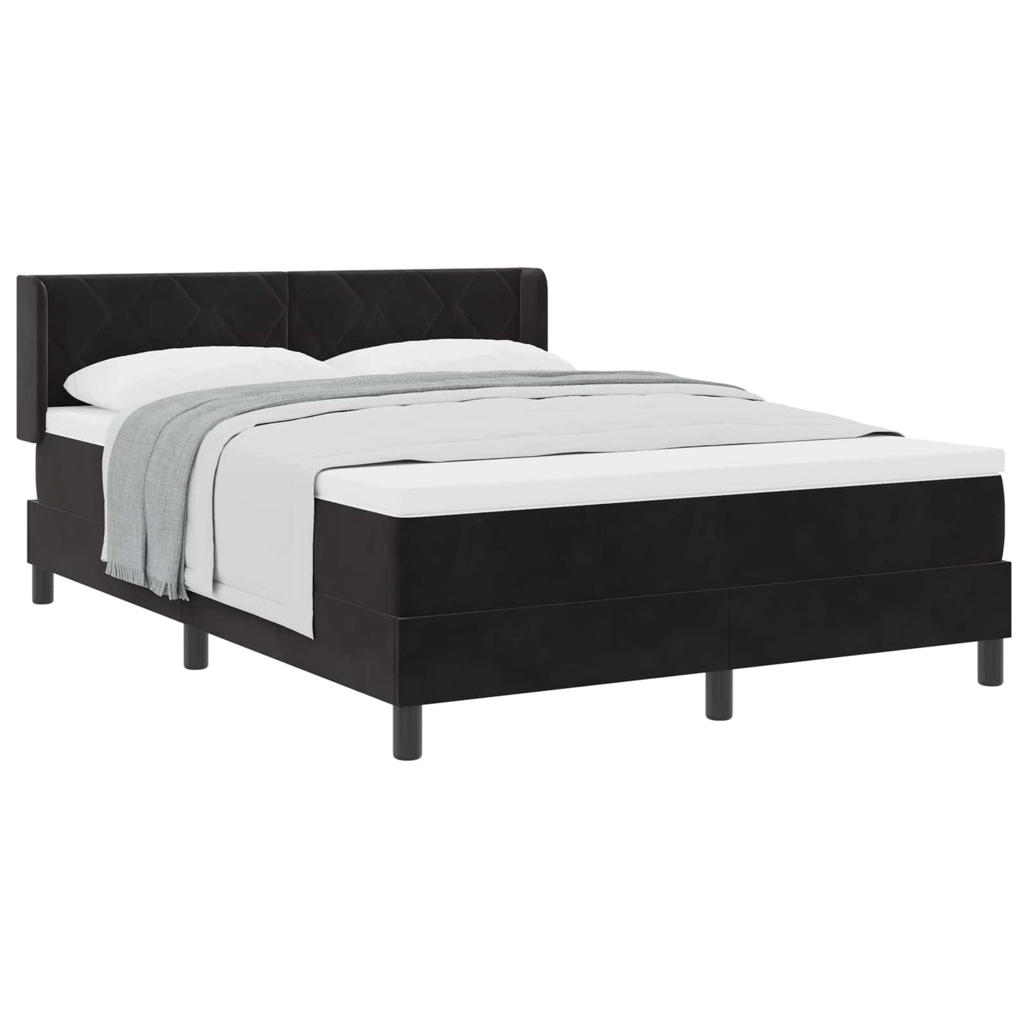 Letto a molle con materasso Nero 200 x 140 cm Poliestere