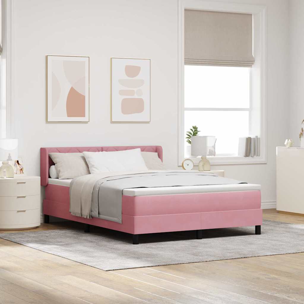 Letto a molle con materasso Rosa 200 x 160 cm Poliestere