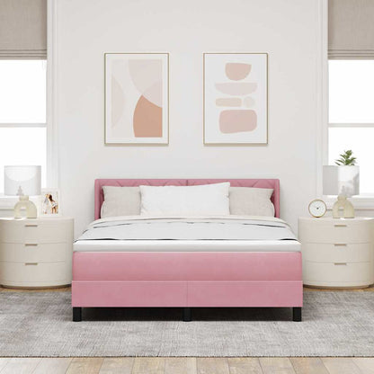 Letto a molle con materasso Rosa 200 x 160 cm Poliestere