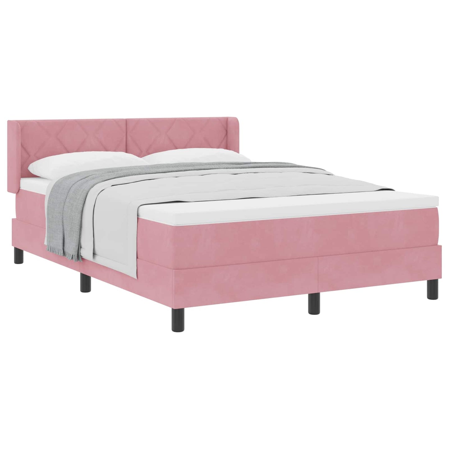 Letto a molle con materasso Rosa 200 x 160 cm Poliestere