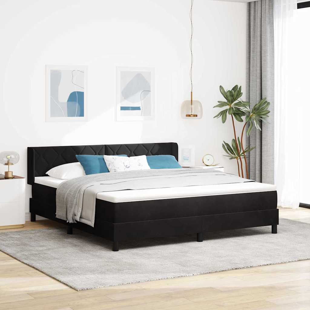 Letto a molle con materasso Nero 200 x 180 cm Poliestere
