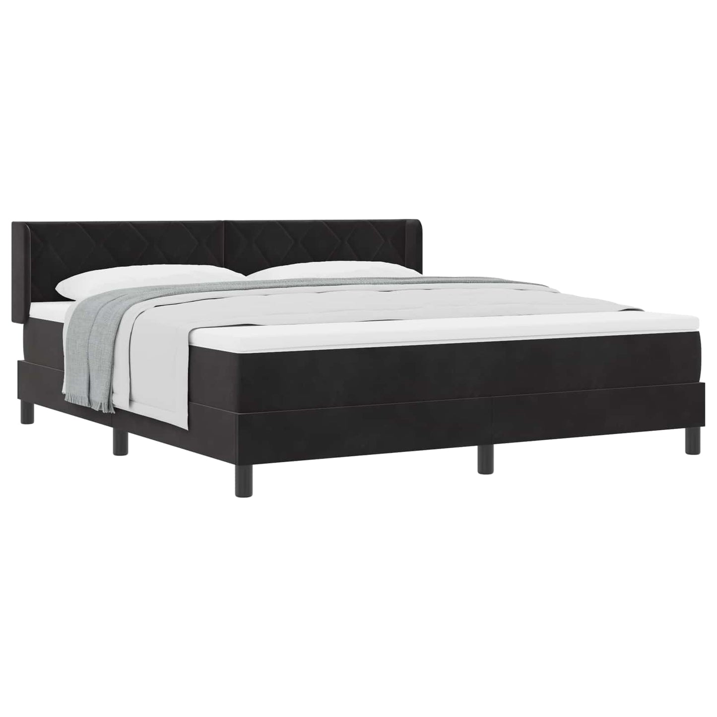 Letto a molle con materasso Nero 200 x 180 cm Poliestere