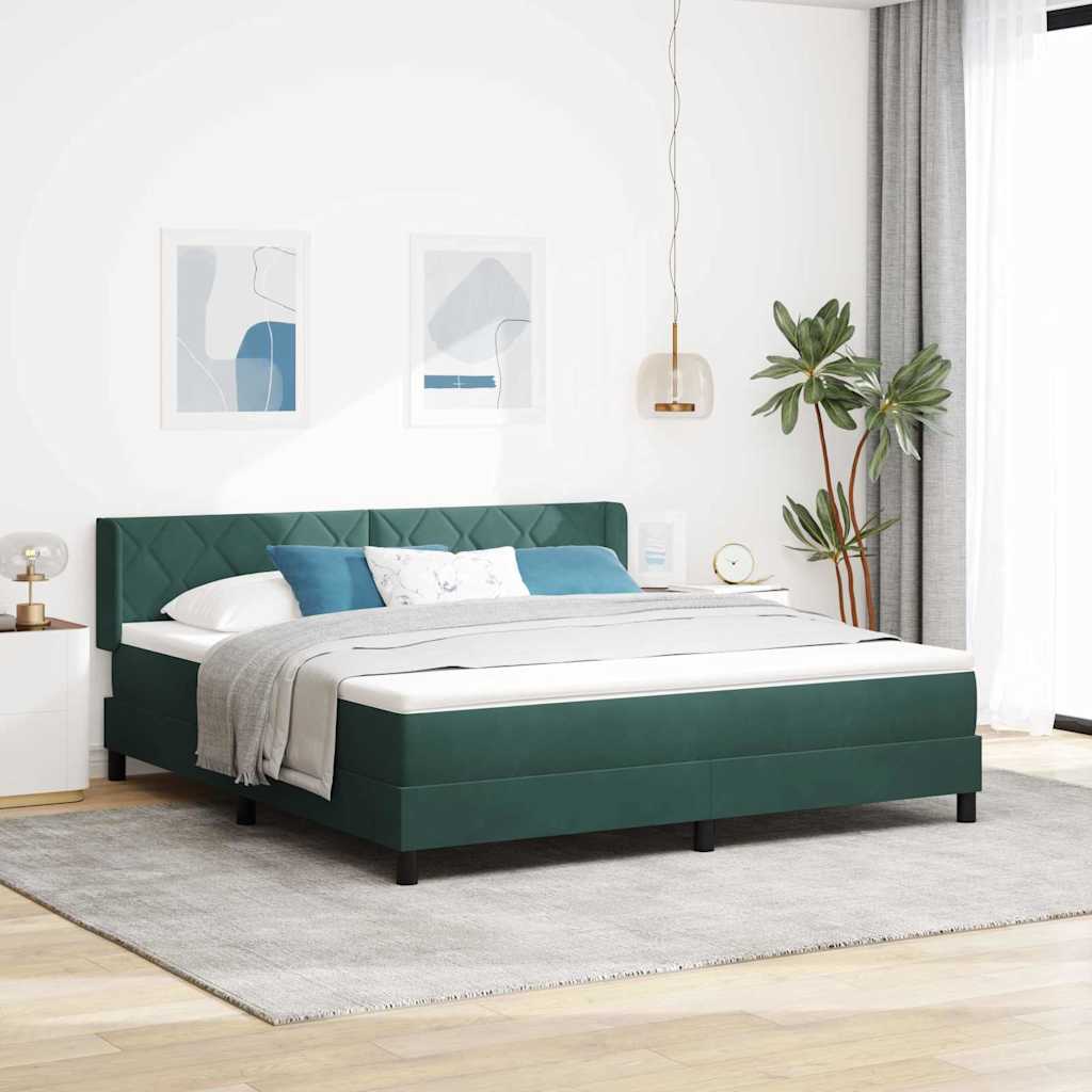 Letto a molle con materasso Verde Scuro 200 x 180 cm Poliestere