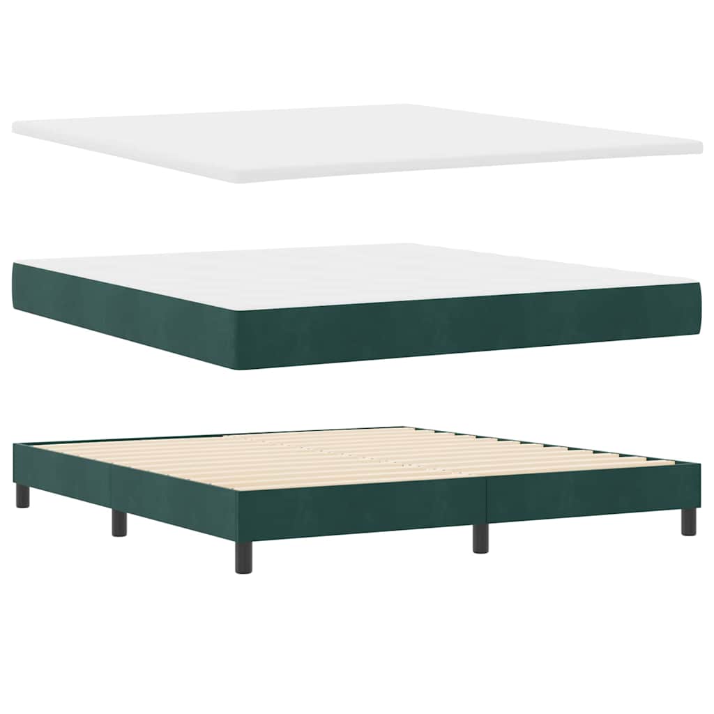Letto a molle con materasso Verde Scuro 200 x 180 cm Poliestere