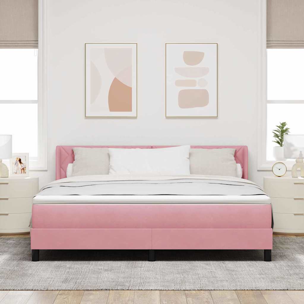Letto a molle con materasso Rosa 200 x 180 cm Poliestere