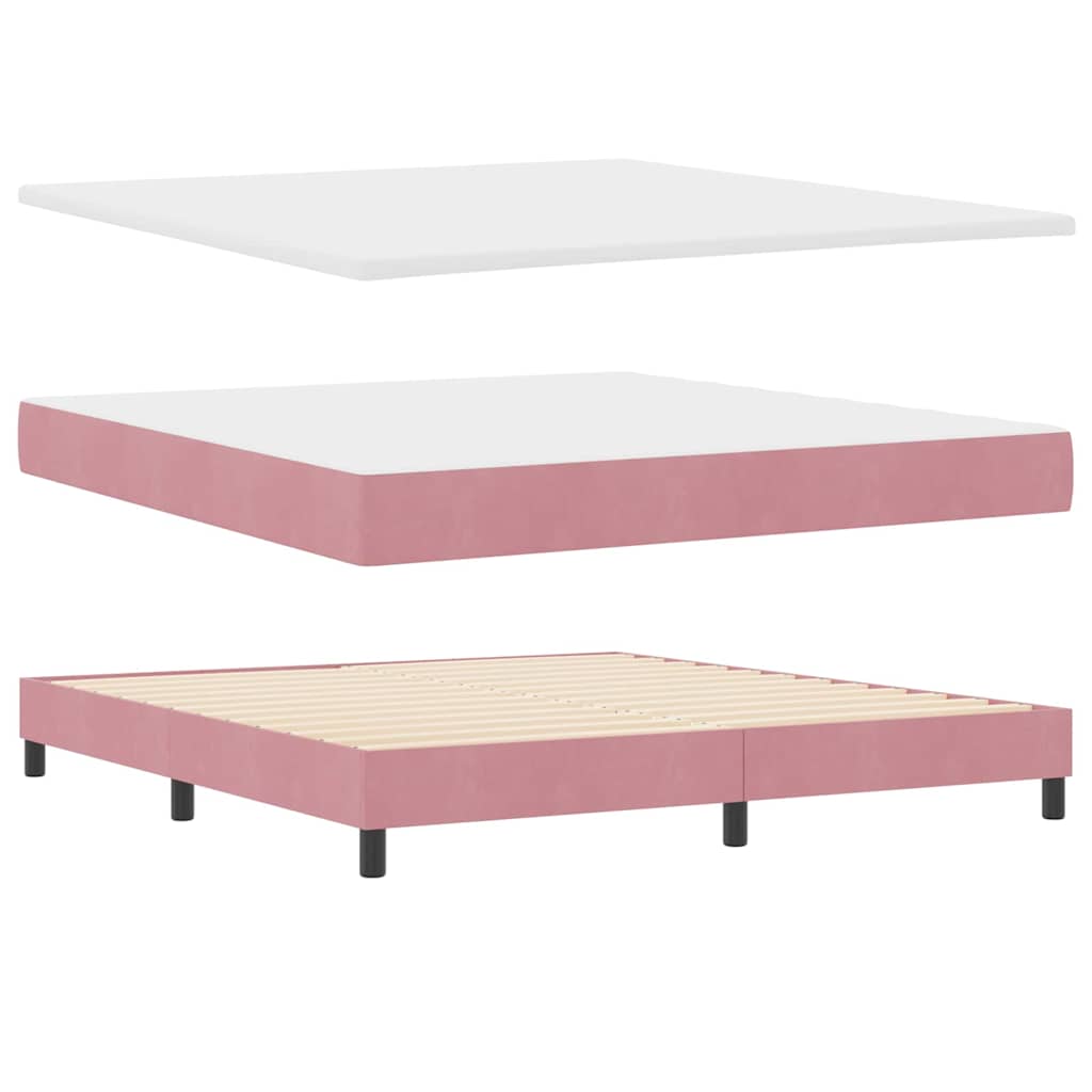 Letto a molle con materasso Rosa 200 x 180 cm Poliestere
