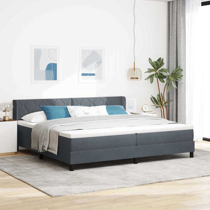 Letto a molle con testiera Grigio scuro 200 x 200 cm Poliestere