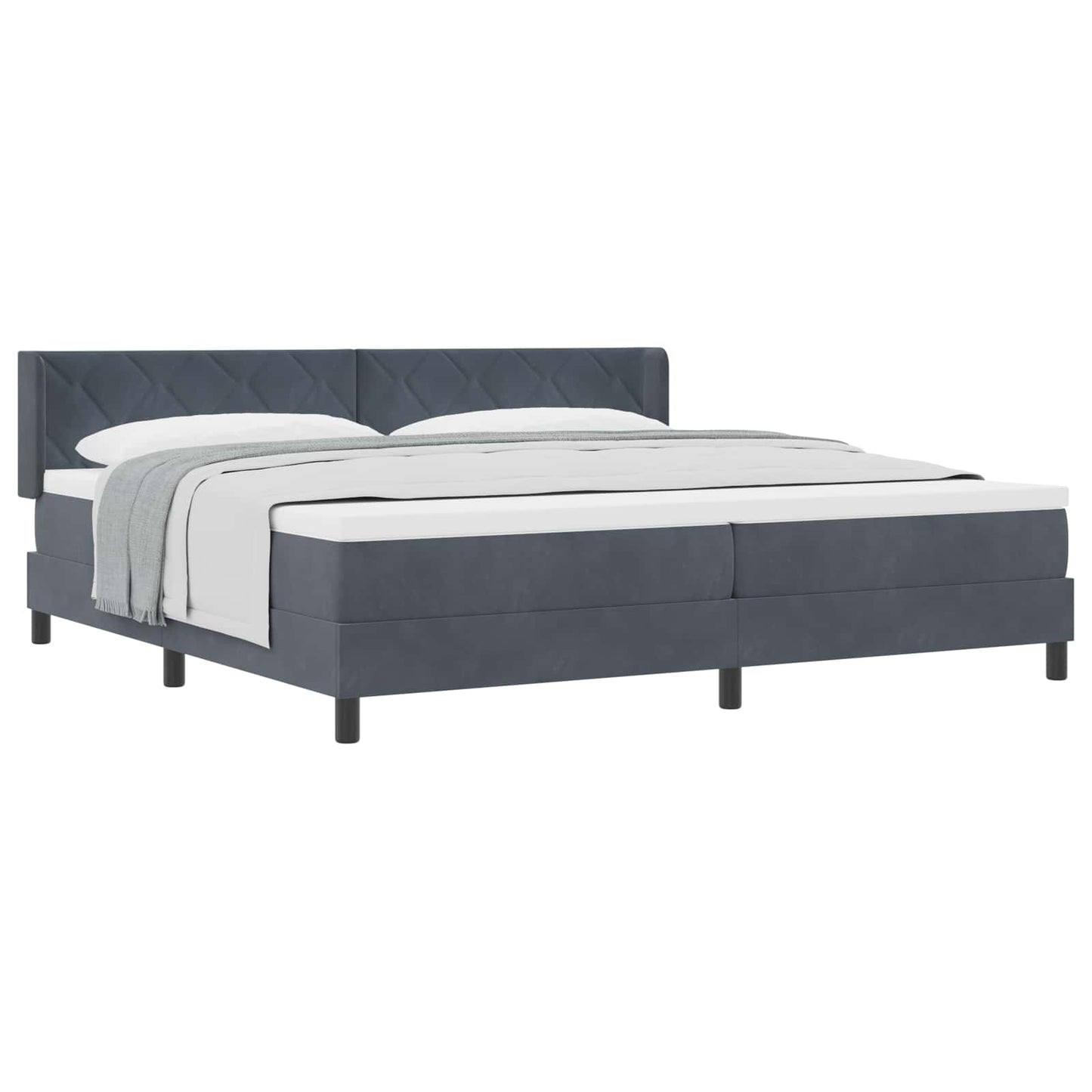 Letto a molle con testiera Grigio scuro 200 x 200 cm Poliestere
