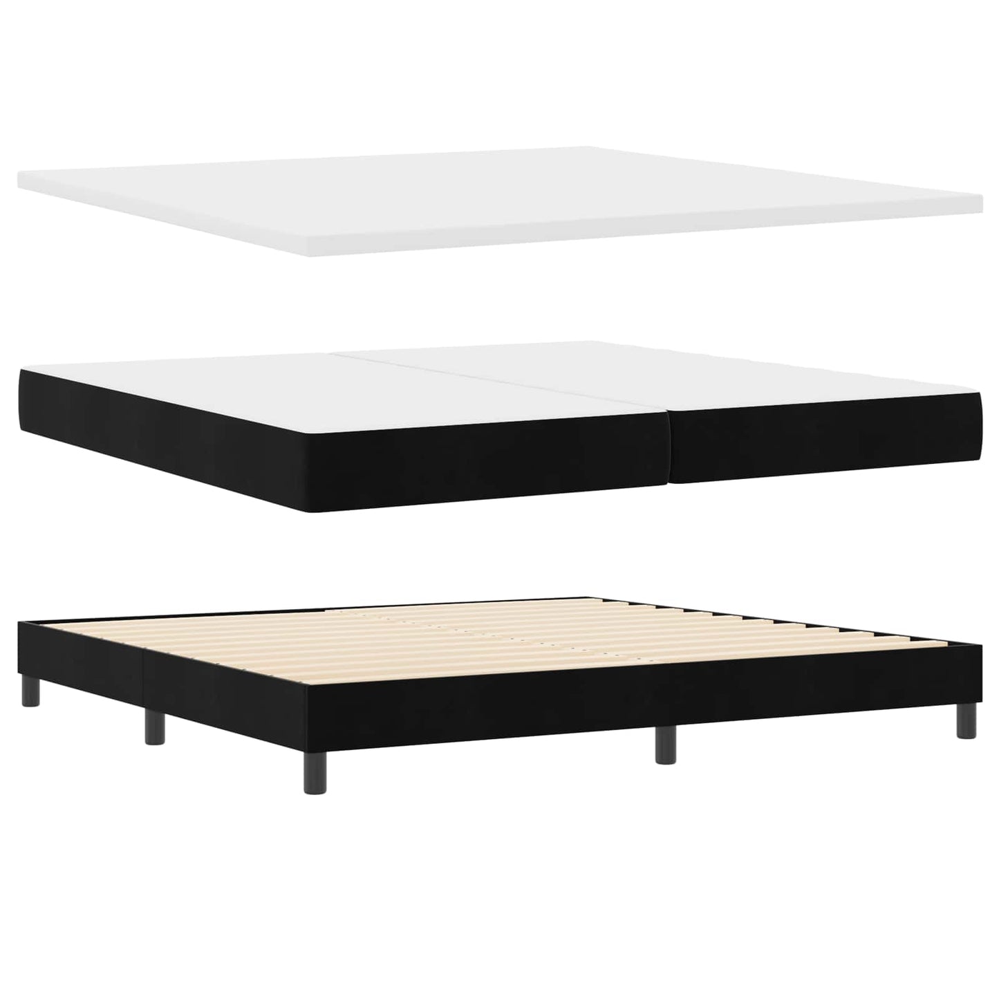 Letto a molle con materasso Nero 200 x 200 cm Poliestere