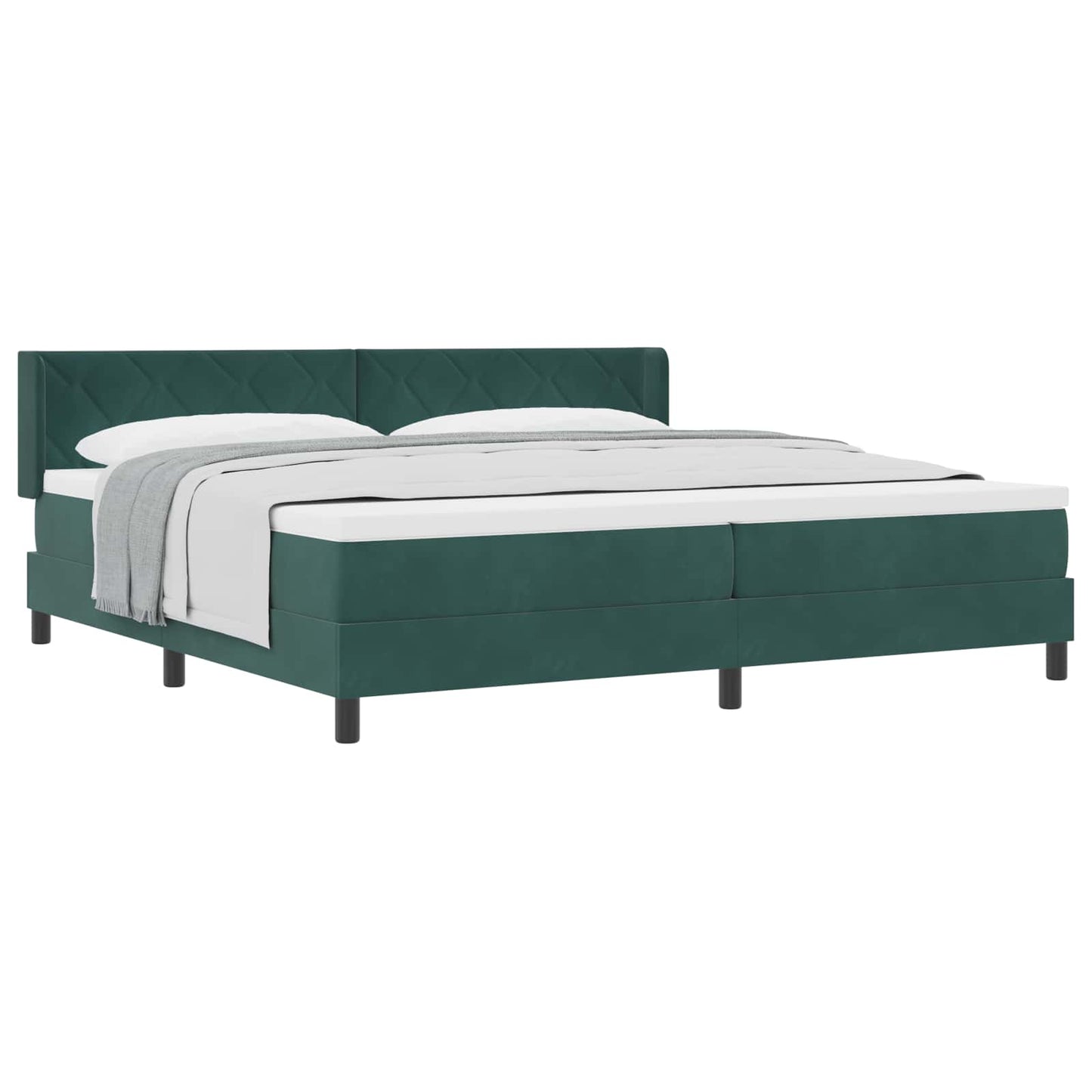 Letto a molle con materasso Verde Scuro 200 x 200 cm Poliestere