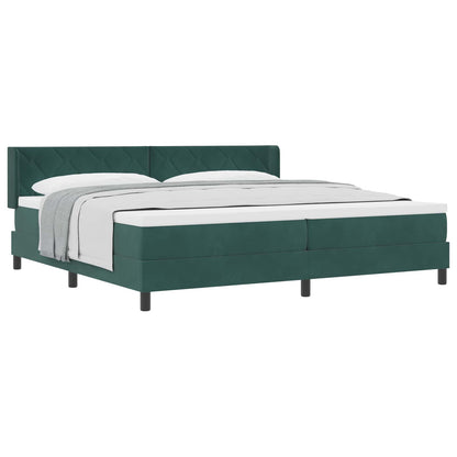 Letto a molle con materasso Verde Scuro 200 x 200 cm Poliestere