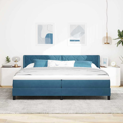 Letto a molle con materasso Blu Scuro 200 x 200 cm Poliestere