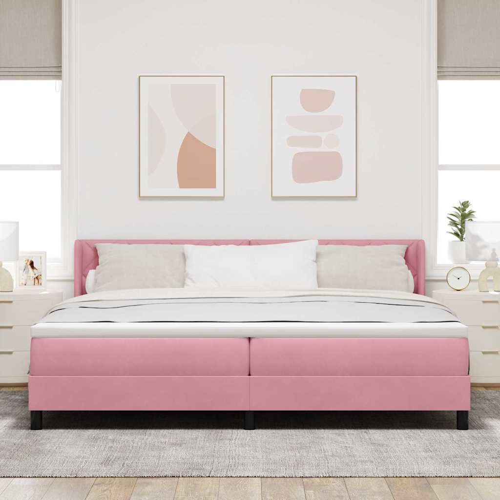 Letto a molle con materasso Rosa 200 x 200 cm Poliestere