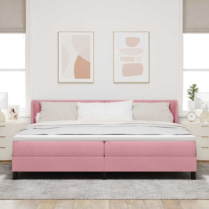 Letto a molle con materasso Rosa 200 x 200 cm Poliestere