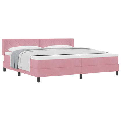 Letto a molle con materasso Rosa 200 x 200 cm Poliestere
