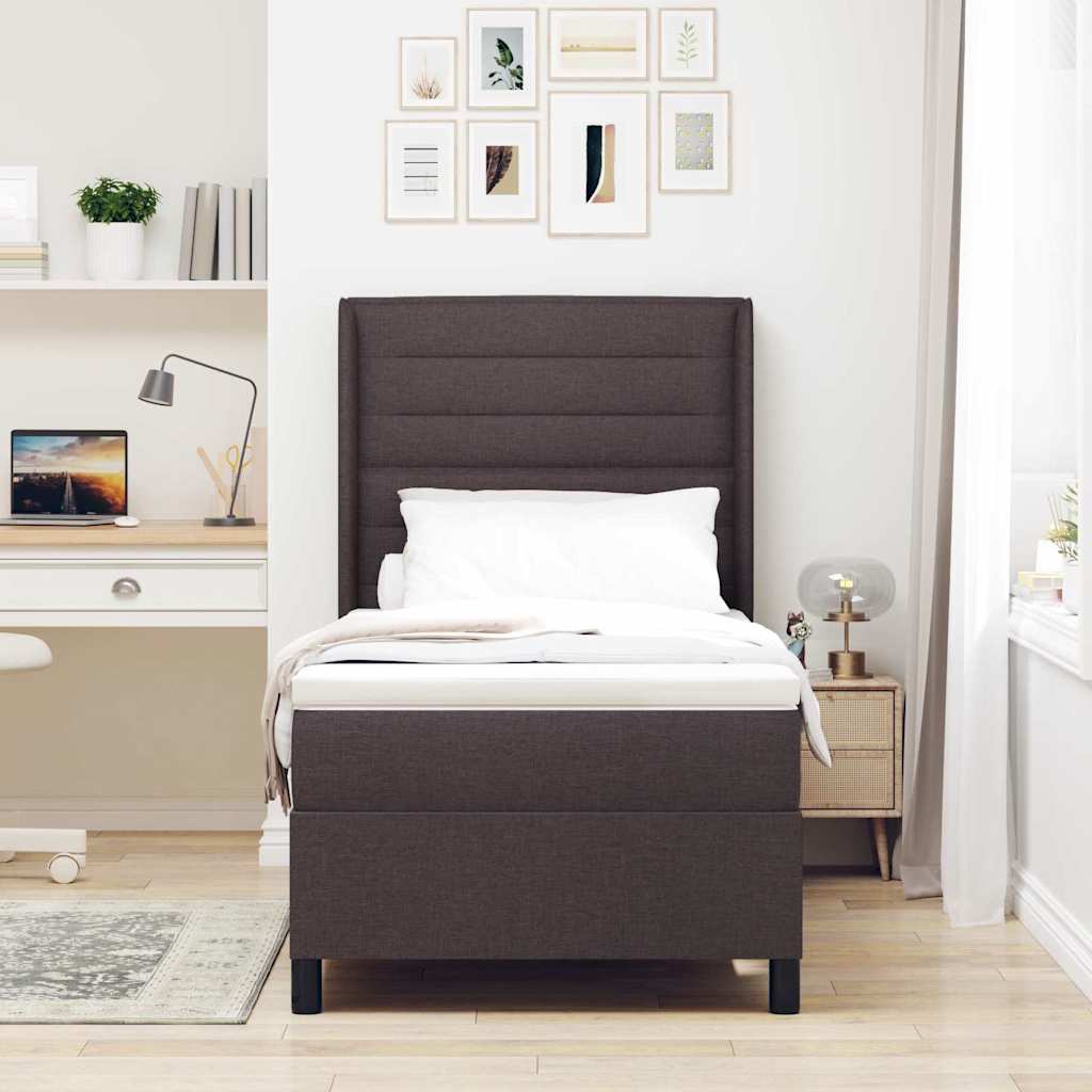 Letto a molle con materasso Marrone Scuro 200 x 80 cm Tessuto