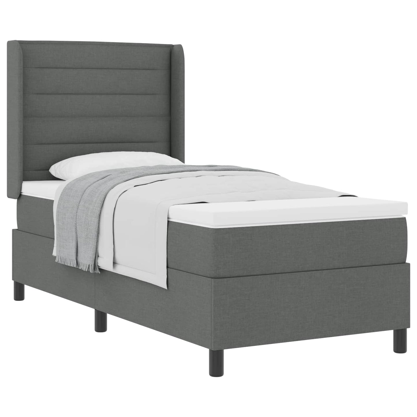 Letto a molle con materasso Grigio scuro 190 x 90 cm Tessuto
