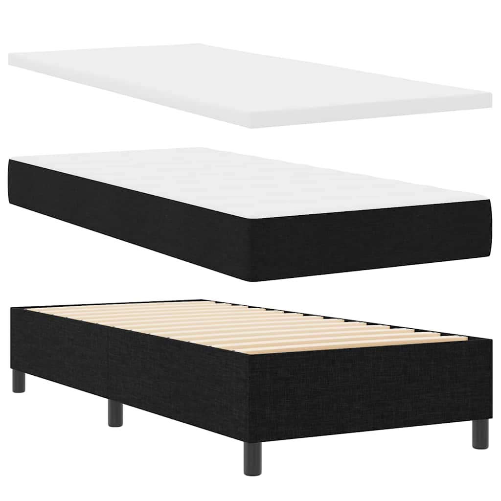 Letto a molle con materasso Nero 190 x 90 cm Tessuto