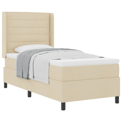 Letto a molle con materasso Crema 190 x 90 cm Tessuto