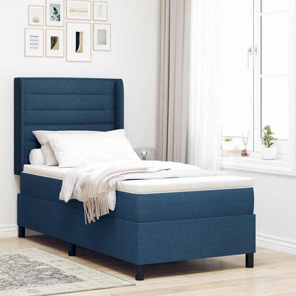 Letto a molle con materasso Blu 190 x 90 cm Tessuto