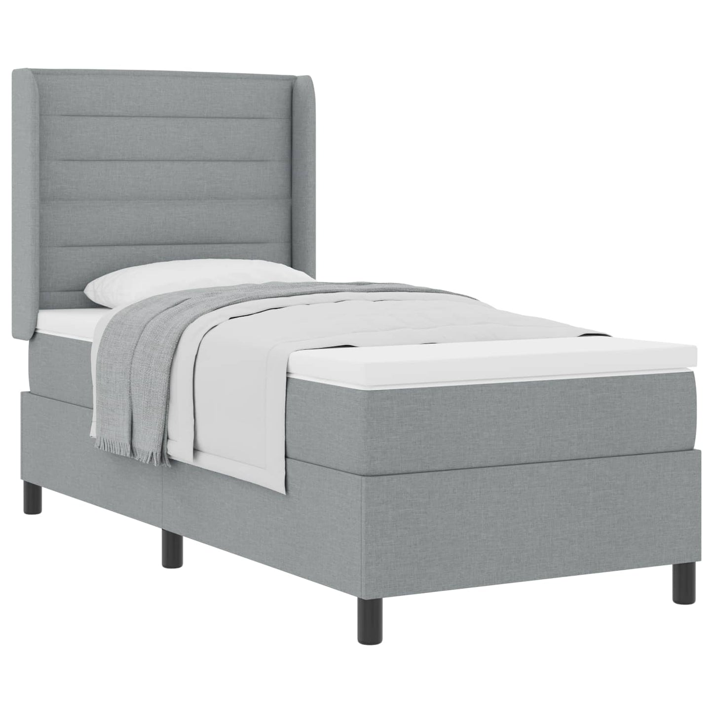 Letto a molle con materasso Grigio chiaro 200 x 90 cm Tessuto