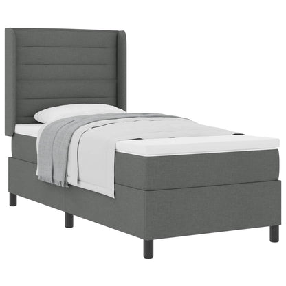 Letto a molle con materasso Grigio scuro 200 x 90 cm Tessuto