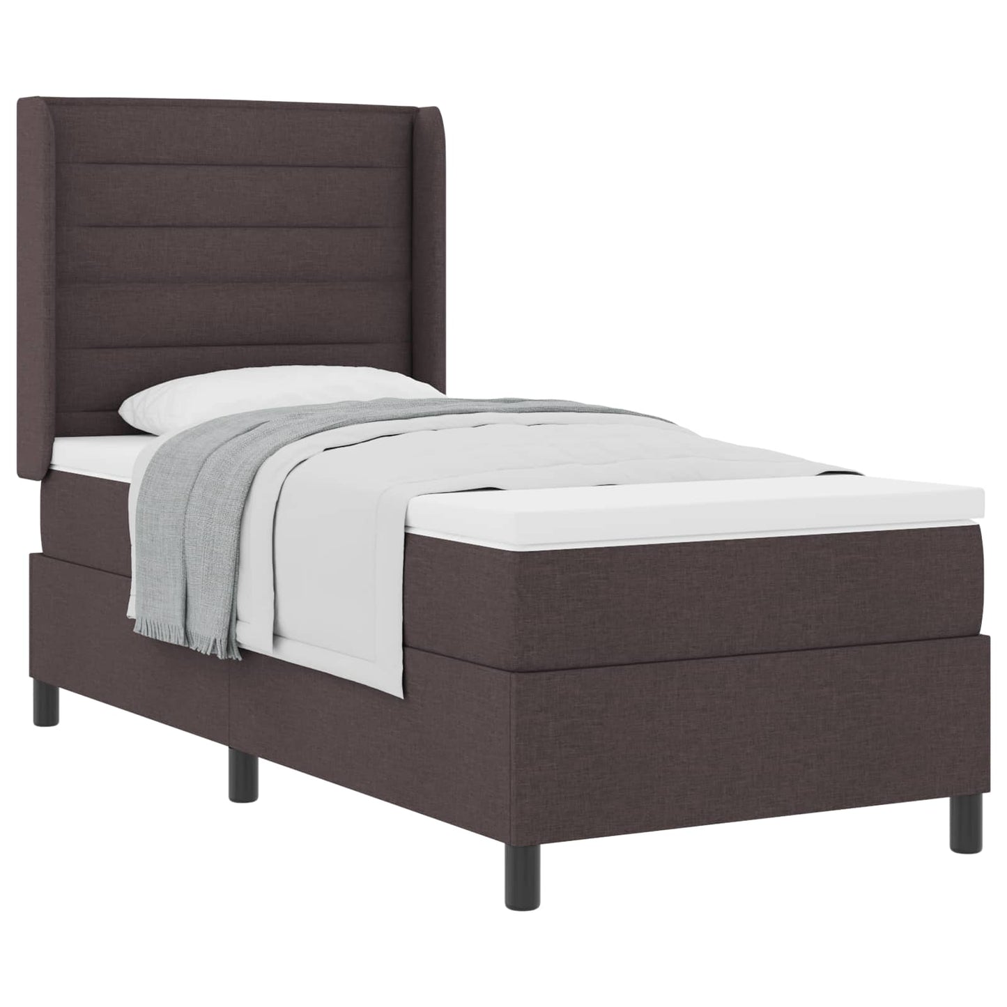 Letto a molle con materasso Marrone Scuro 200 x 90 cm Tessuto