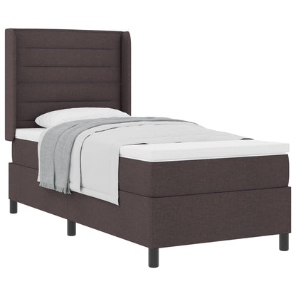 Letto a molle con materasso Marrone Scuro 200 x 90 cm Tessuto