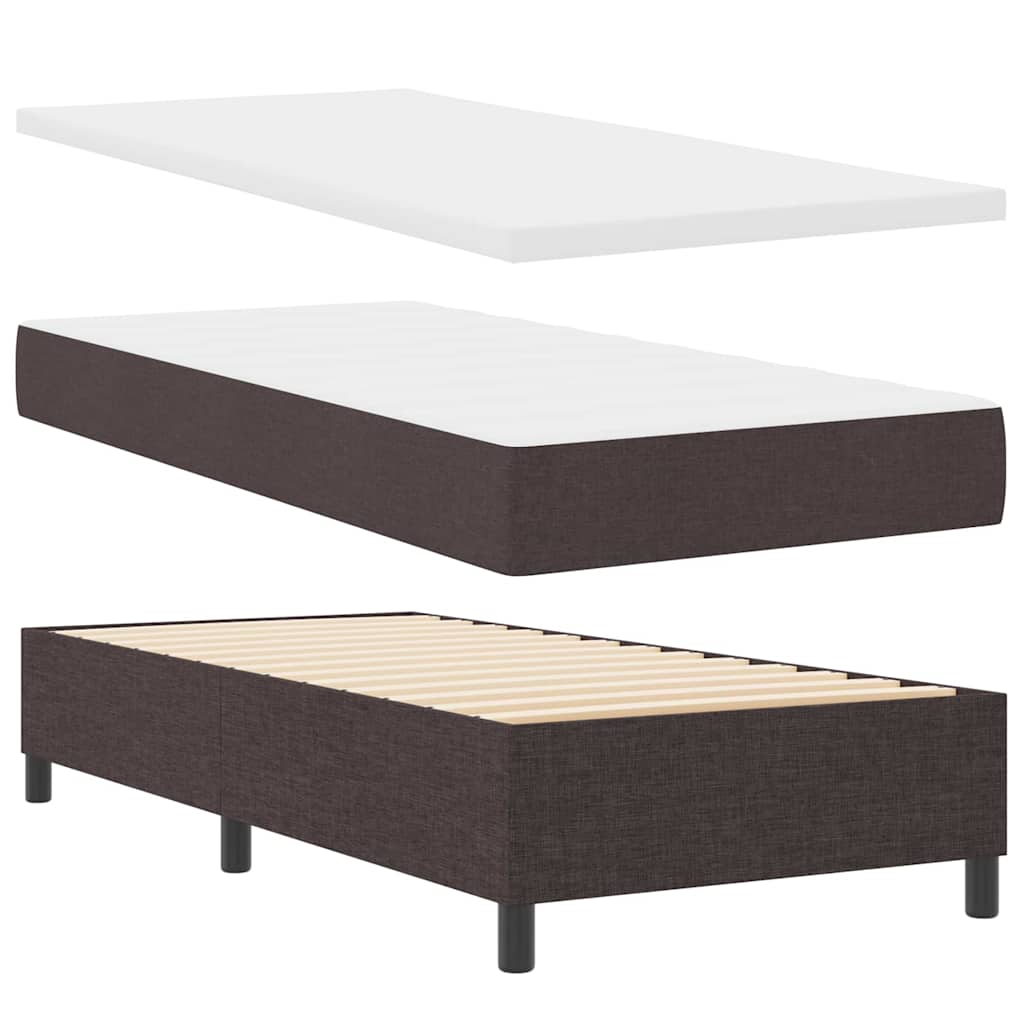 Letto a molle con materasso Marrone Scuro 200 x 90 cm Tessuto