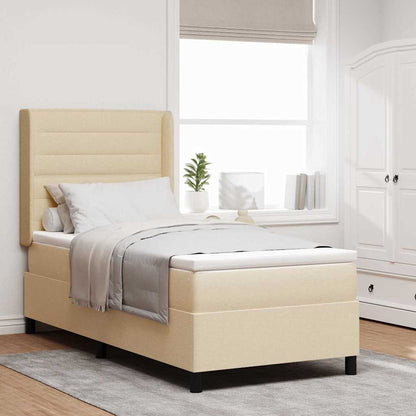 Letto a molle con materasso Crema 200 x 90 cm Tessuto