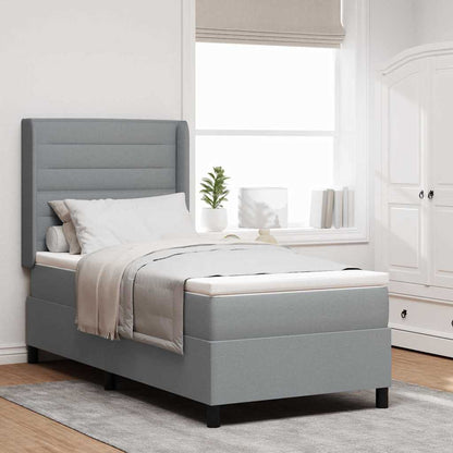 Letto a molle con materasso Grigio chiaro 200 x 100 cm Tessuto