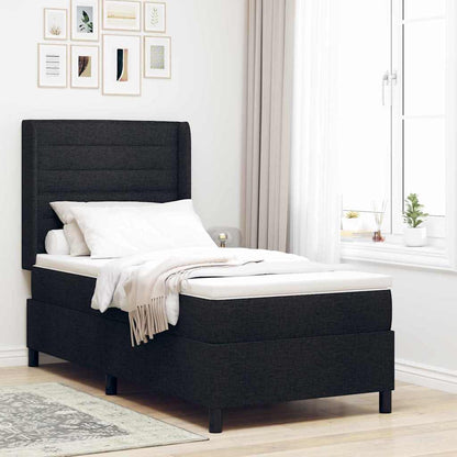 Letto a molle con materasso Nero 200 x 100 cm Tessuto