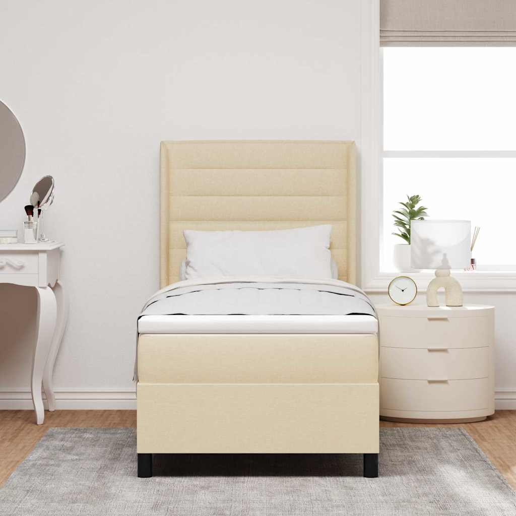 Letto a molle con materasso Crema 200 x 100 cm Tessuto