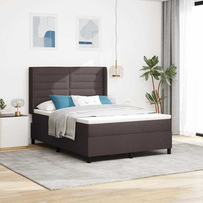 Letto a molle con materasso Marrone Scuro 190 x 140 cm Tessuto