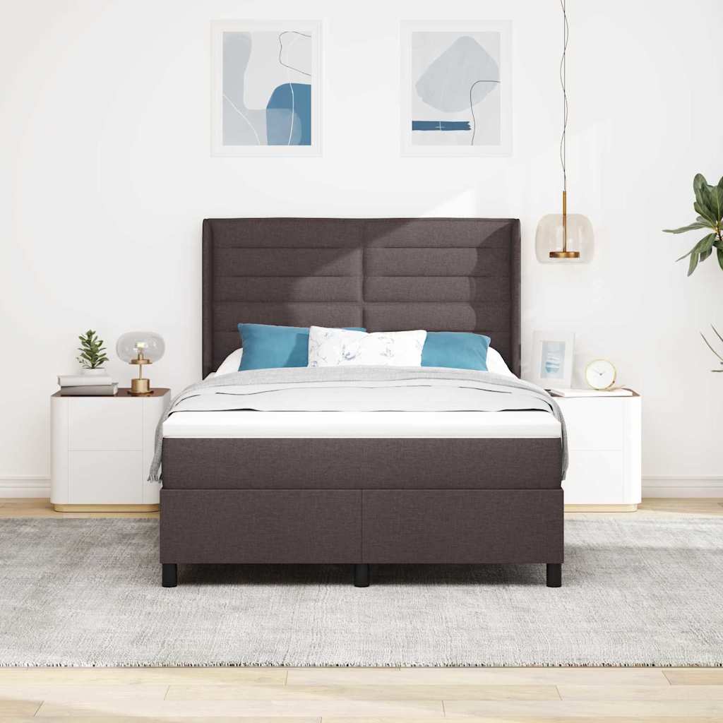 Letto a molle con materasso Marrone Scuro 190 x 140 cm Tessuto