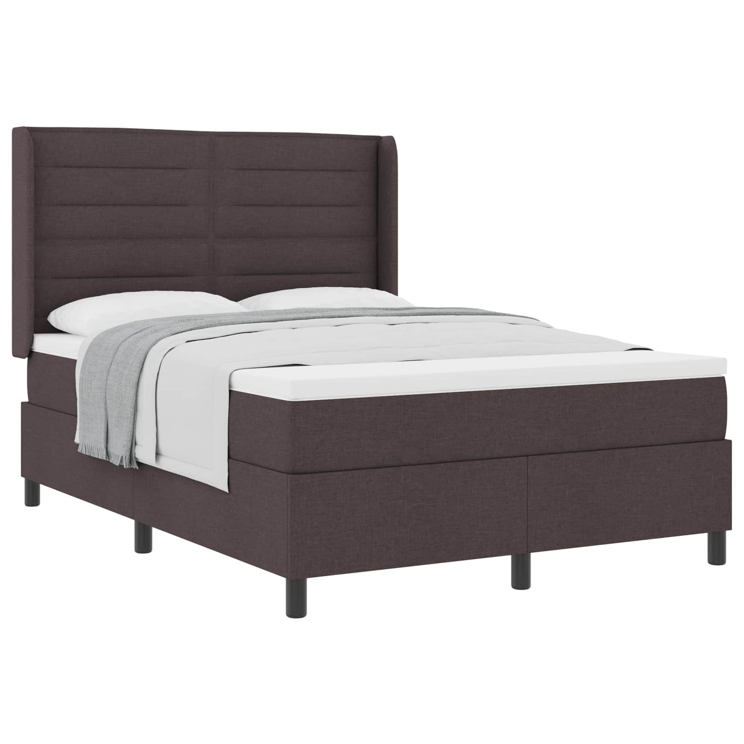 Letto a molle con materasso Marrone Scuro 190 x 140 cm Tessuto