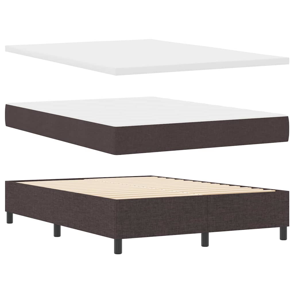 Letto a molle con materasso Marrone Scuro 190 x 140 cm Tessuto