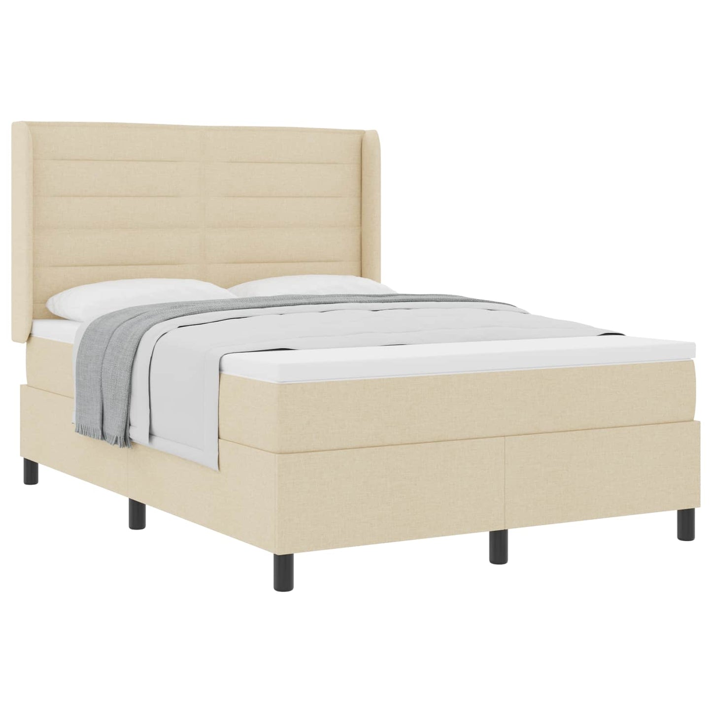 Letto a molle con materasso Crema 190 x 140 cm Tessuto