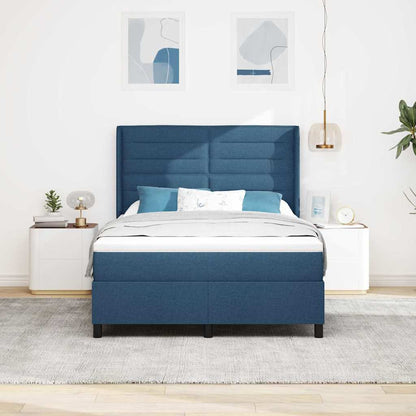 Letto a molle con materasso Blu 190 x 140 cm Tessuto