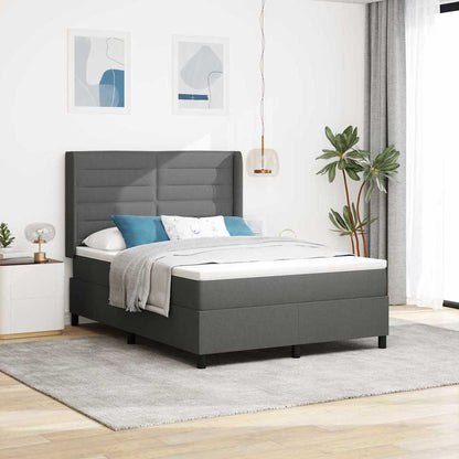 Letto a molle con materasso Grigio scuro 200 x 140 cm Tessuto
