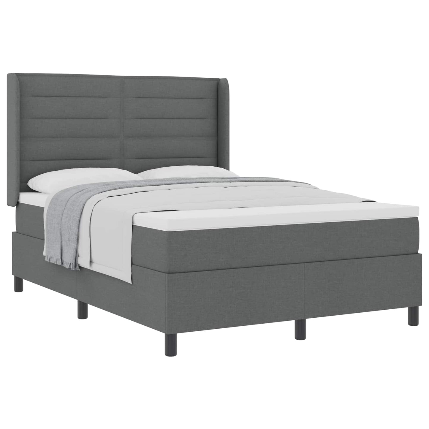 Letto a molle con materasso Grigio scuro 200 x 140 cm Tessuto