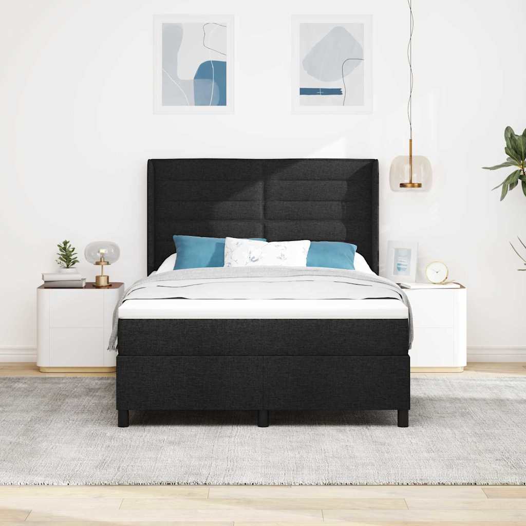 Letto a molle con materasso Nero 200 x 140 cm Tessuto