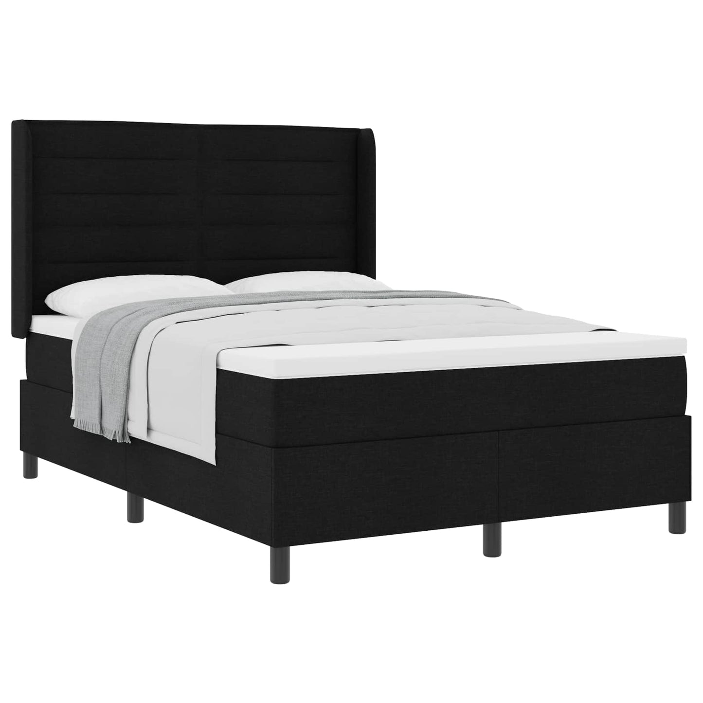 Letto a molle con materasso Nero 200 x 140 cm Tessuto