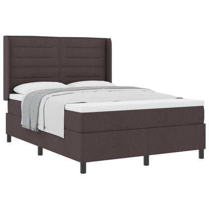 Letto a molle con materasso Marrone Scuro 200 x 140 cm Tessuto