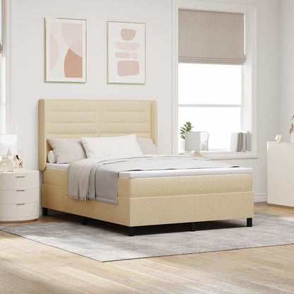 Letto a molle con materasso Crema 200 x 140 cm Tessuto