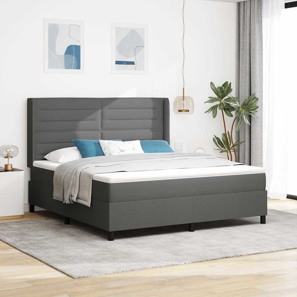 Letto a molle con materasso Grigio scuro 200 x 180 cm Tessuto
