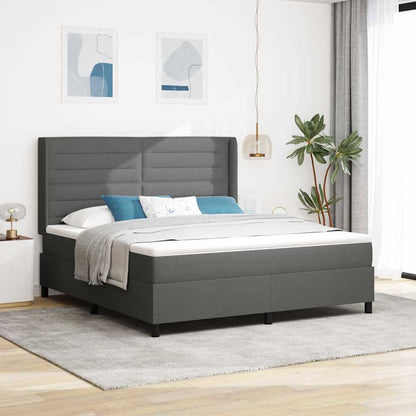 Letto a molle con materasso Grigio scuro 200 x 180 cm Tessuto