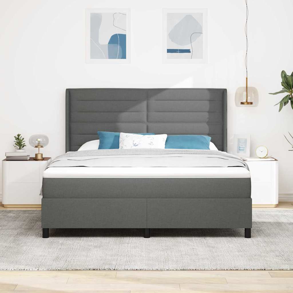 Letto a molle con materasso Grigio scuro 200 x 180 cm Tessuto