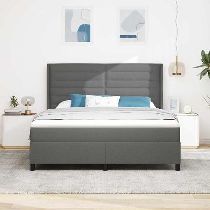 Letto a molle con materasso Grigio scuro 200 x 180 cm Tessuto