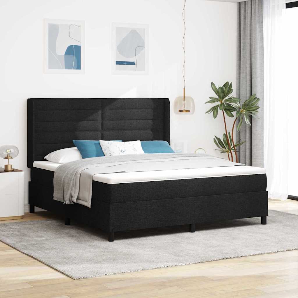 Letto a molle con materasso Nero 200 x 180 cm Tessuto